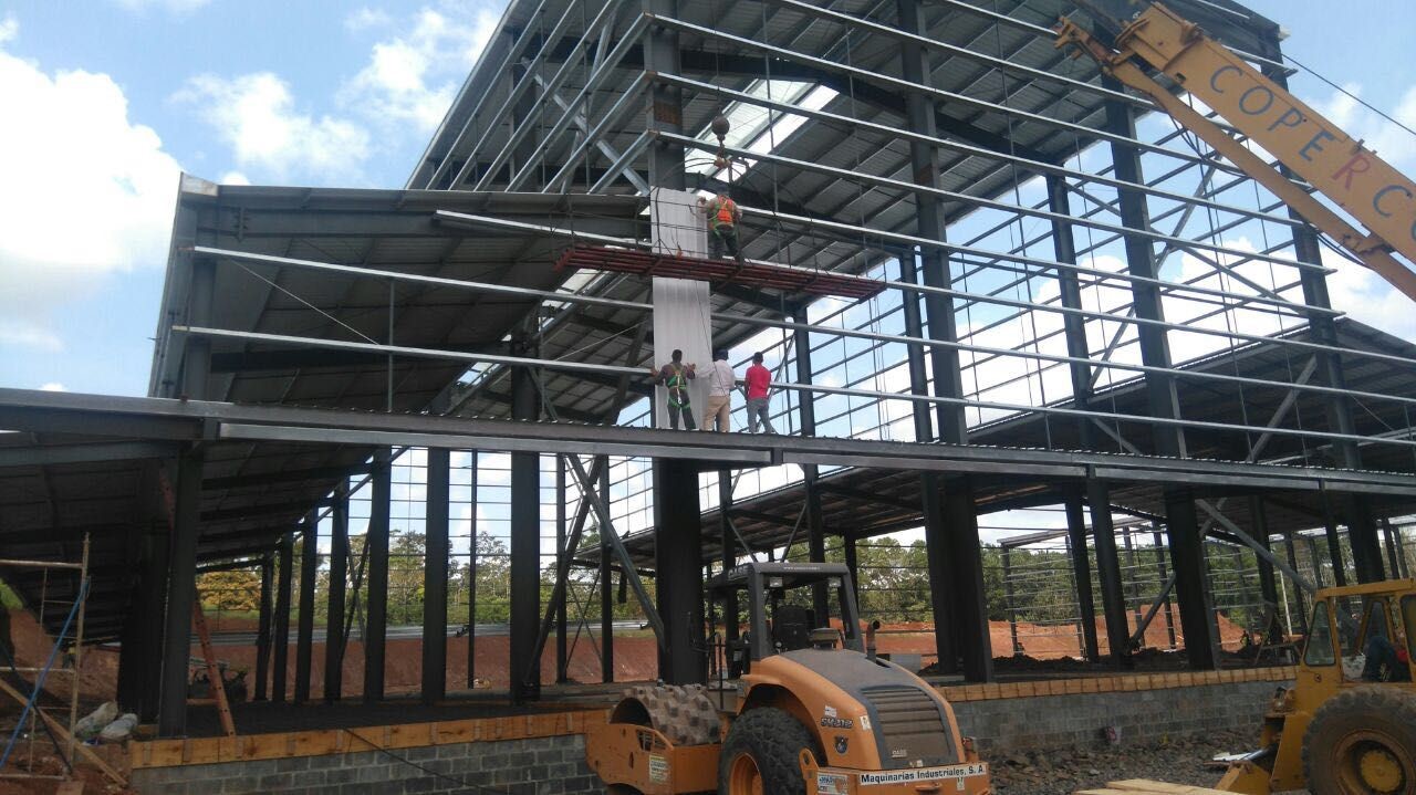 pre engineered steel structure coffee factory is being assembled by professionals pre engineered steel structure coffee factory is being assembled by professionals