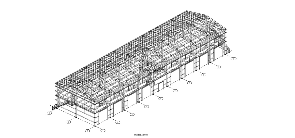Dutch Steel Warehouse Building Design Drawing