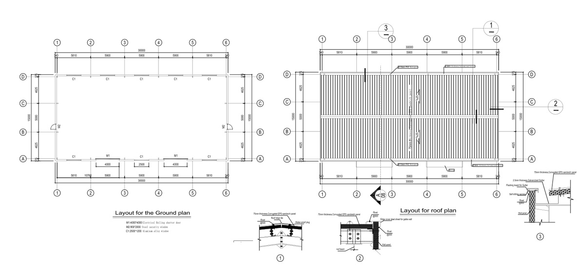 Design Drawing of Sweden Double-C Structural Steel Warehouse-1